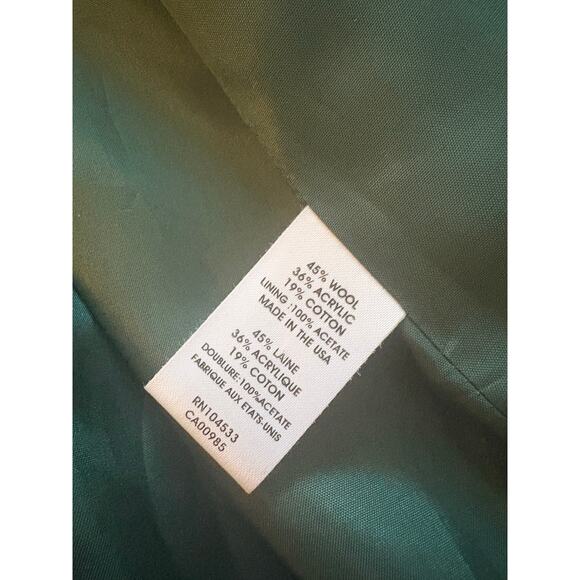 Nanette Lepore green tweed blazer with black elbow patches and trim - Picture 4 of 7